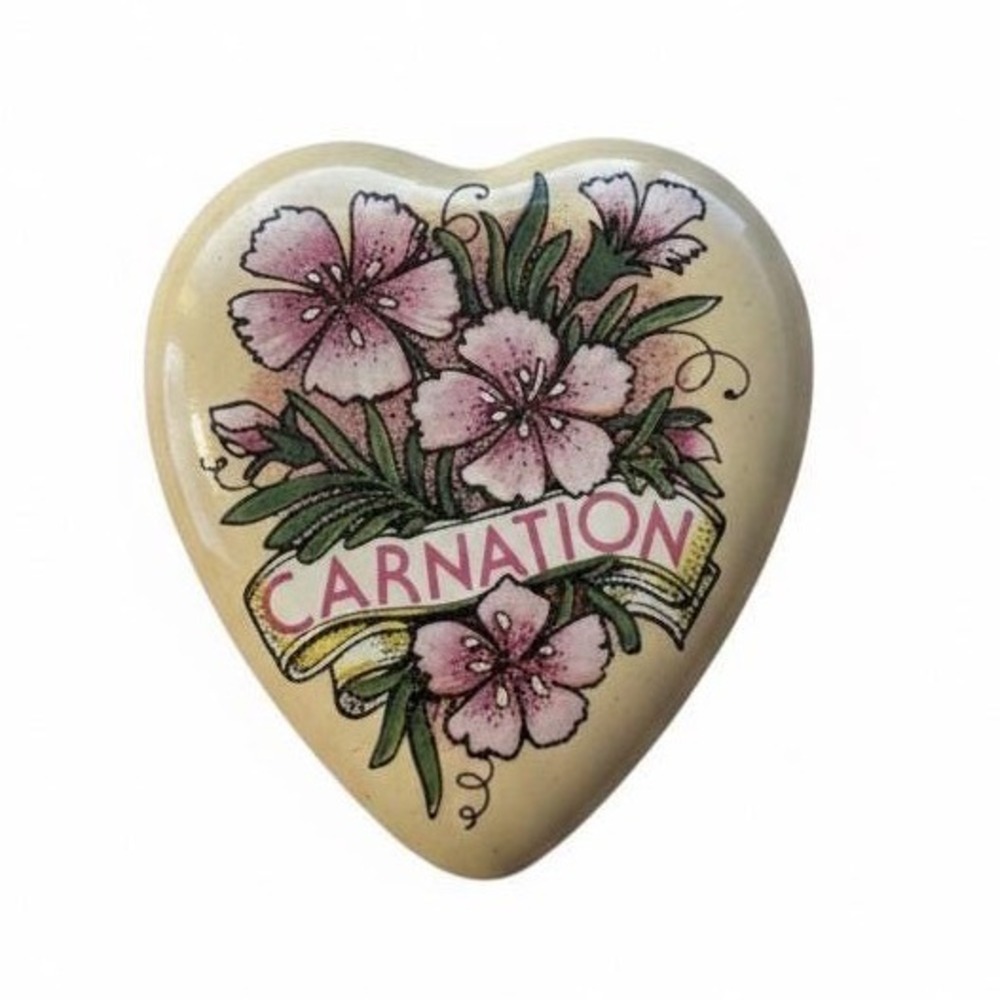 Kandell Vintage Heart Candle Mini Tin Carnation Floral Handmade Cottagecore